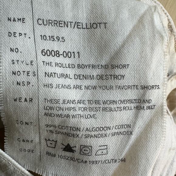Current Elliott The Rolled Boyfriend Short Natural Denim Destroy - Picture 5 of 9